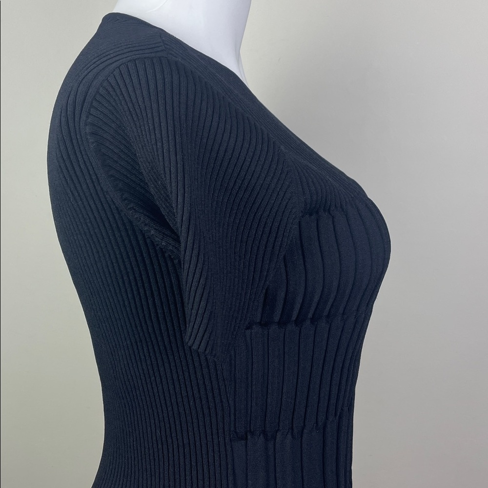 Anne Klein Ribbed Top Funky Texture Black - Picture 6 of 7